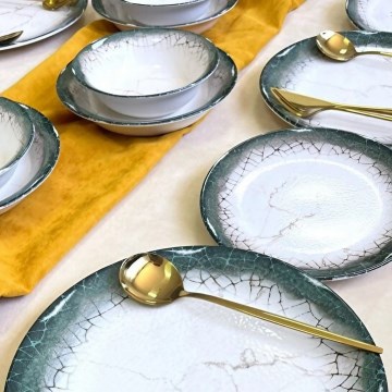 Σετ φαγητού 24 τεμ. λευκό/ανθρακί/κεραμικό