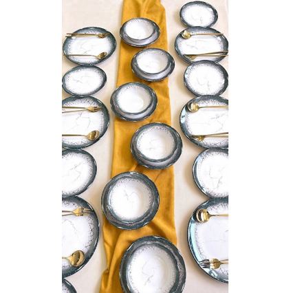 Σετ φαγητού 24 τεμ. λευκό/ανθρακί/κεραμικό