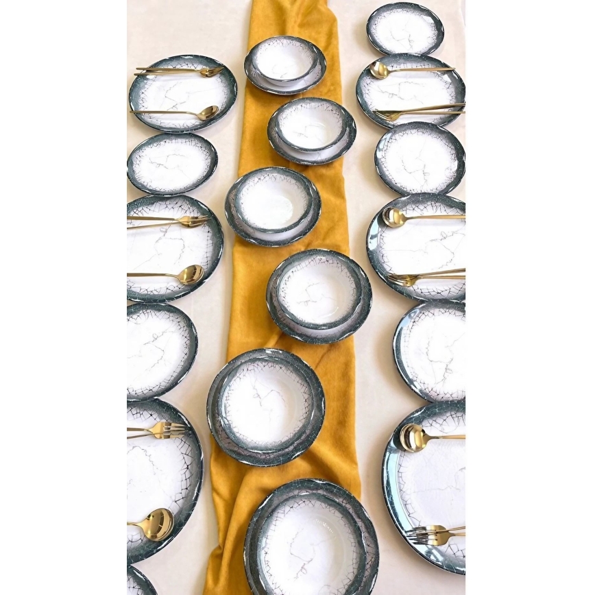 Σετ φαγητού 24 τεμ. λευκό/ανθρακί/κεραμικό