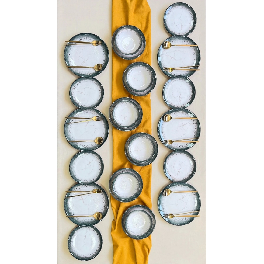 Σετ φαγητού 24 τεμ. λευκό/ανθρακί/κεραμικό