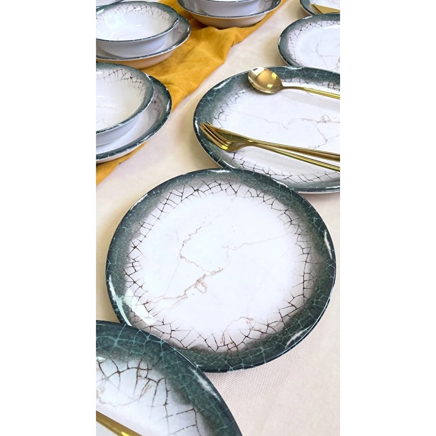 Σετ φαγητού 24 τεμ. λευκό/ανθρακί/κεραμικό