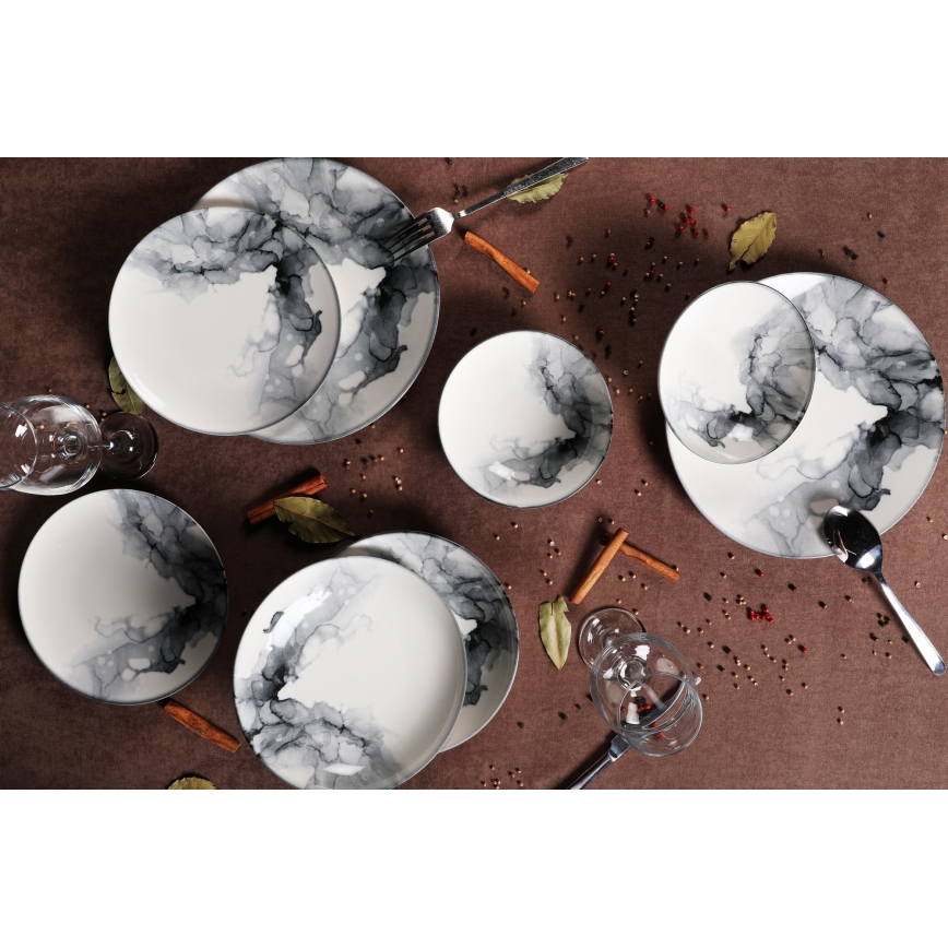 Σετ φαγητού 24 τεμ λευκό/μαύρο/πορσελάνη