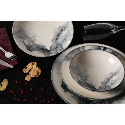 Σετ φαγητού 24 τεμ λευκό/μαύρο/πορσελάνη