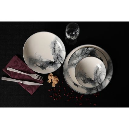 Σετ φαγητού 24 τεμ λευκό/μαύρο/πορσελάνη