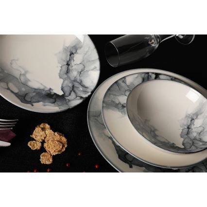 Σετ φαγητού 24 τεμ λευκό/μαύρο/πορσελάνη