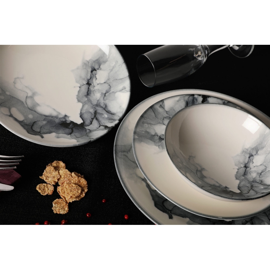 Σετ φαγητού 24 τεμ λευκό/μαύρο/πορσελάνη