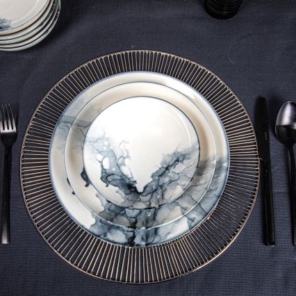 Σετ φαγητού 24 τεμ λευκό/μαύρο/πορσελάνη