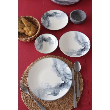 Σετ φαγητού 24 τεμ λευκό/μαύρο/πορσελάνη