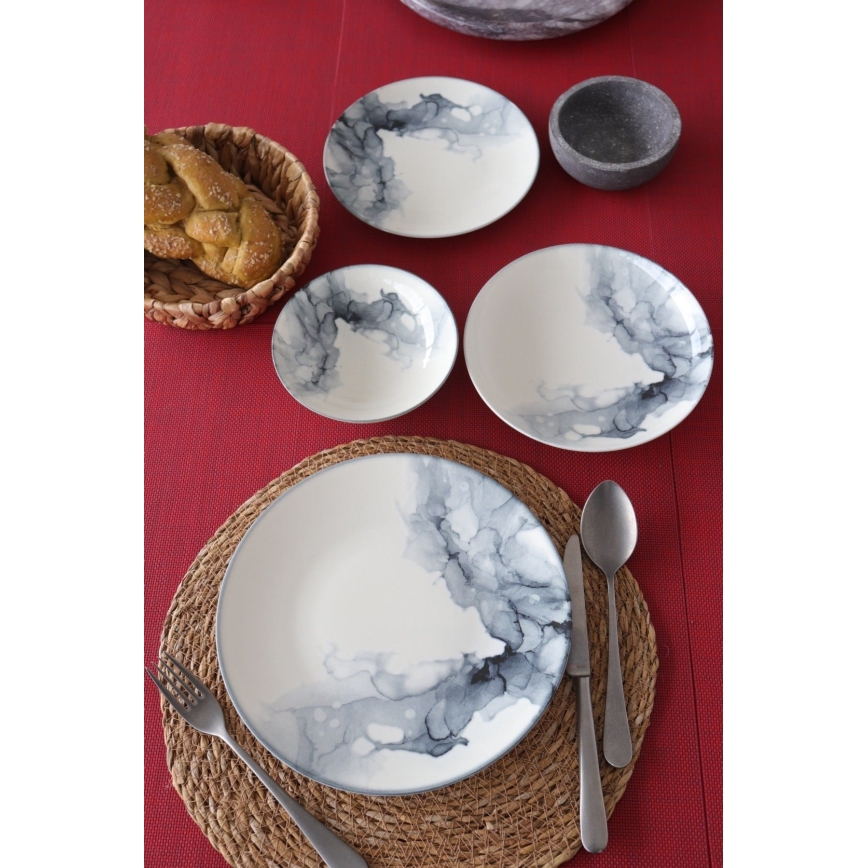 Σετ φαγητού 24 τεμ λευκό/μαύρο/πορσελάνη