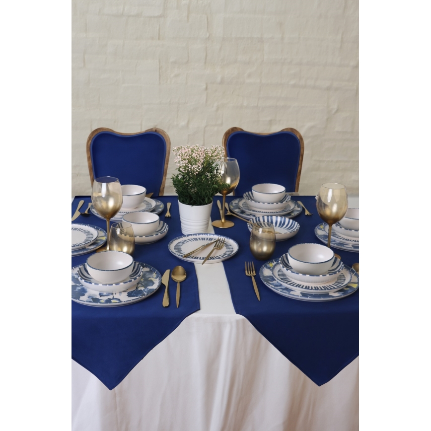 Σετ φαγητού 24 τεμ. λευκό/μπλε/κεραμικό