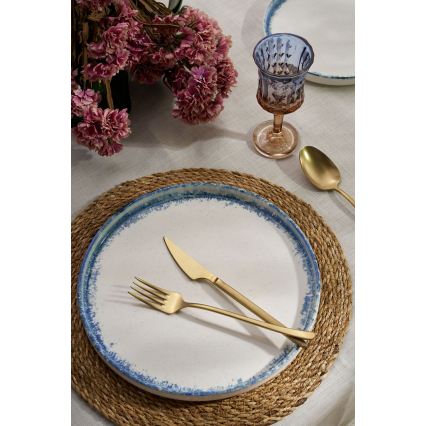 Σετ φαγητού 24 τεμ. λευκό/μπλε/πορσελάνινο