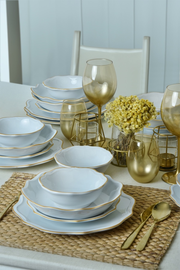 Σετ φαγητού 24 τεμ. λευκό/χρυσό/κεραμικό