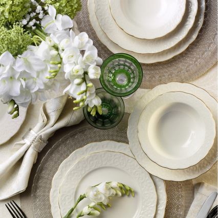 Σετ φαγητού 24 τεμ. λευκό/χρυσό/πορσελάνη