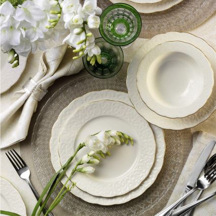 Σετ φαγητού 24 τεμ. λευκό/χρυσό/πορσελάνη