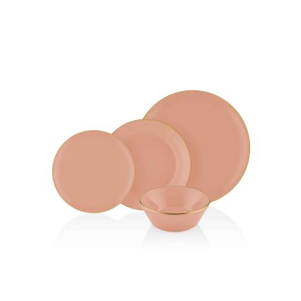 Σετ φαγητού 24 τεμ. σολομού/χρυσό/κεραμικά