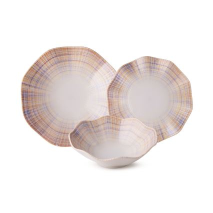 Σετ φαγητού 24 τεμ. πορτοκαλί/μπλε/πορσελάνη