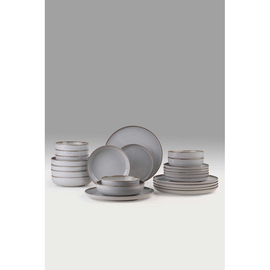 Σετ φαγητού 24 τεμ. γκρι/πορσελάνη