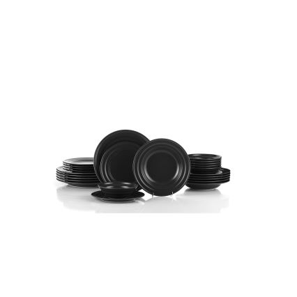 Σετ φαγητού 24 τεμ., μαύρο/πορσελάνη