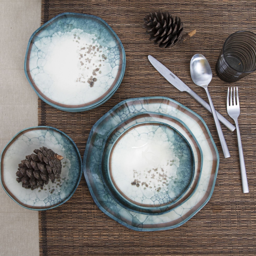 Σετ φαγητού 24 τεμ., μπλε/πορσελάνη