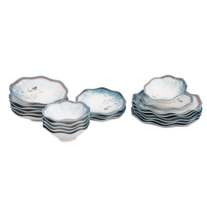 Σετ φαγητού 24 τεμ., μπλε/πορσελάνη