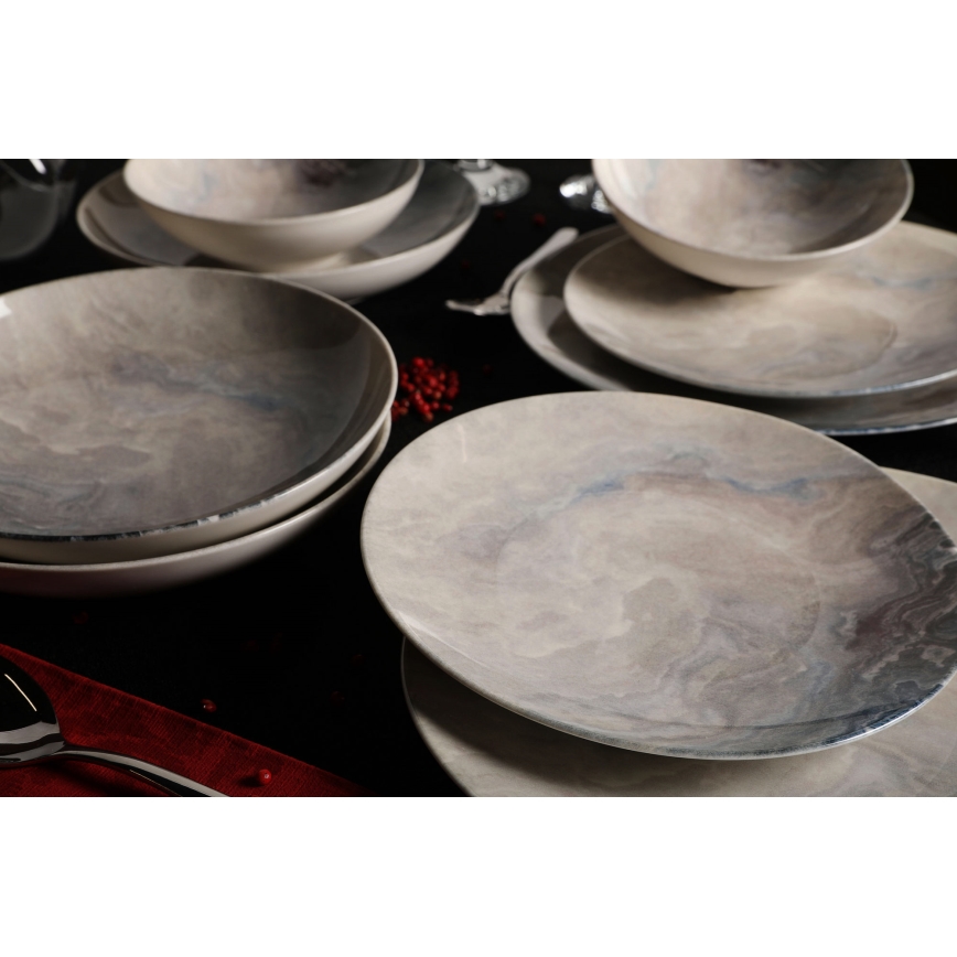 Σετ φαγητού 24 τεμαχίων, καφέ/πορσελάνη