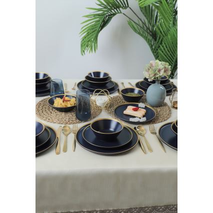 Σετ φαγητού 24 τεμαχίων μπλε/χρυσό/κεραμικό