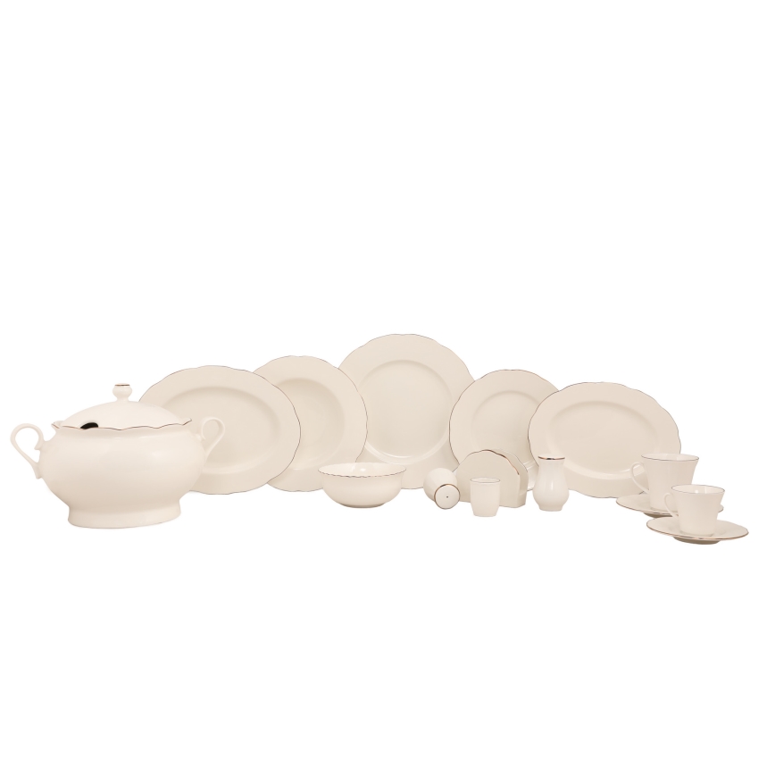 Σετ φαγητού 83 τεμ. λευκό/χάλκινο/πορσελάνη