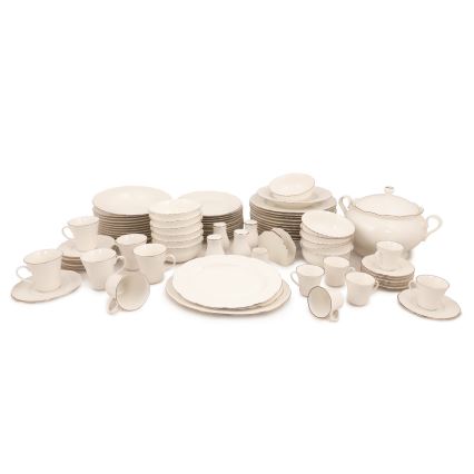 Σετ φαγητού 83 τεμ. λευκό/χάλκινο/πορσελάνη