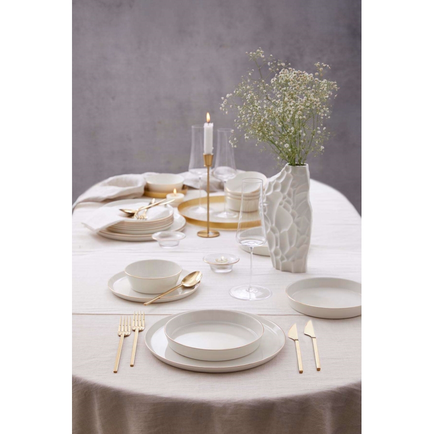 Σετ σερβιρίσματος 24 τεμαχίων, λευκό/χρυσό, πορσελάνη