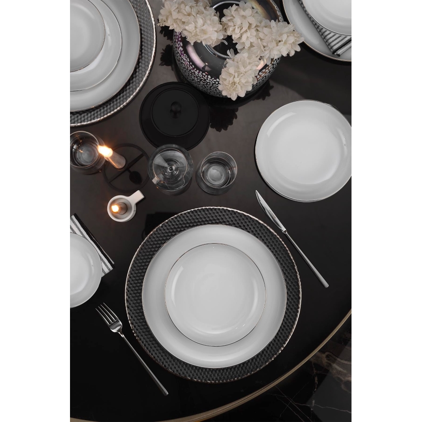 Σετ σερβίτσιων 18 τεμ. λευκό/ασημί/πορσελάνη