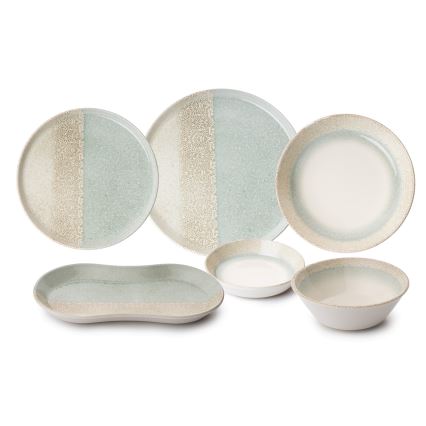 Σετ σερβιτσιών 27 τεμ. μπεζ/πράσινο/πορσελάνη