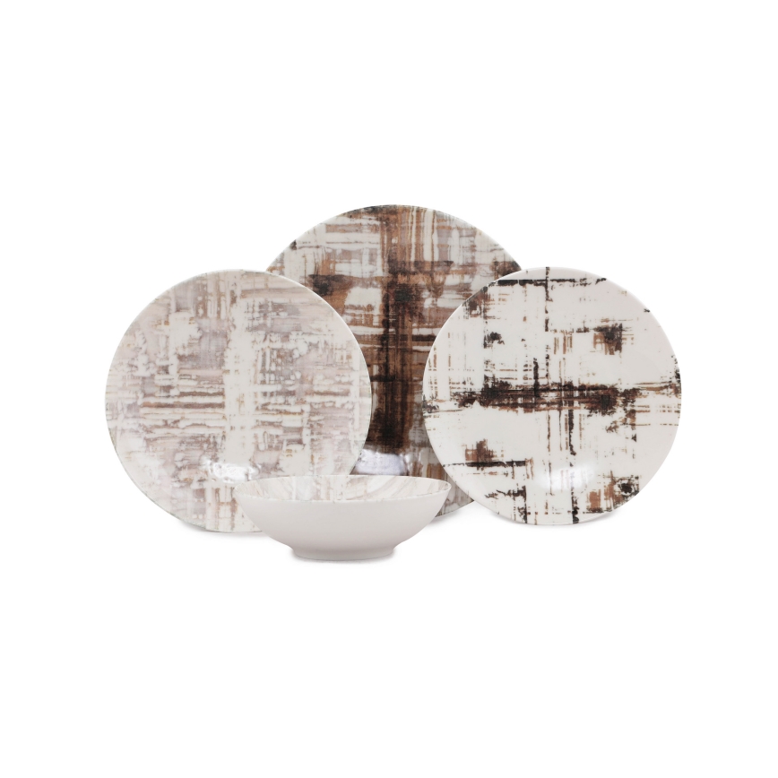 Σετ σερβίτσιου 24 τεμ., καφέ/λευκό, πορσελάνη