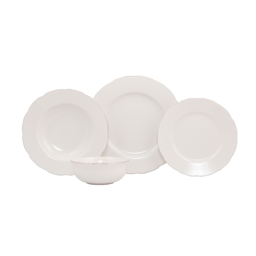 Σετ σερβίτσιου 24 τεμαχίων λευκό/ασημί/πορσελάνη