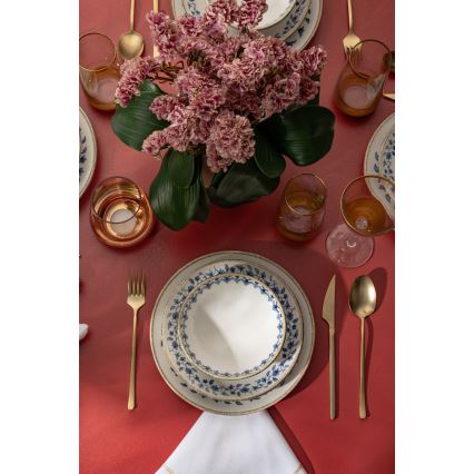 Σετ πιάτων 18 τεμ. λευκό/μπλε/πορσελάνη