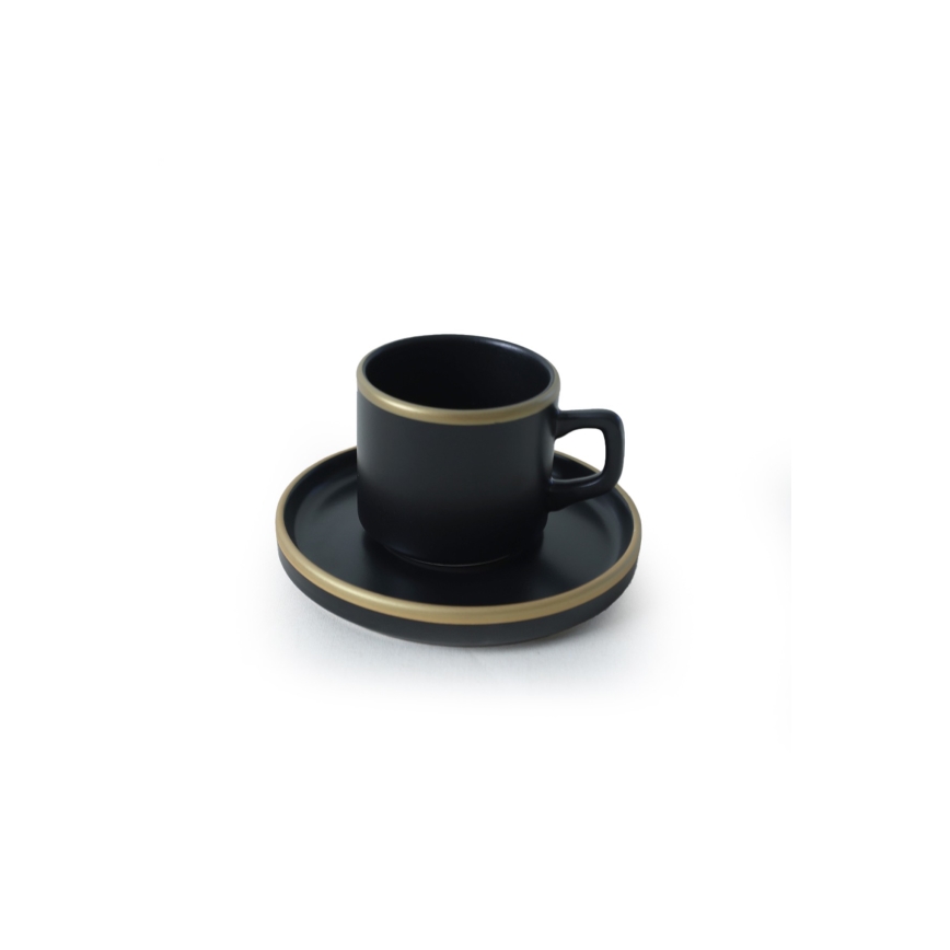 Σετ πιάτων 20 τεμ. μαύρο/χρυσό/κεραμικό (stoneware)
