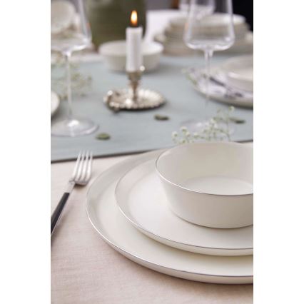Σετ πιάτων 24 τεμ. λευκό/ασημί/πορσελάνη