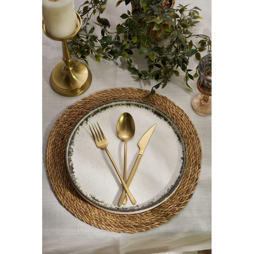 Σετ πιάτων 24 τεμ., λευκό/καφέ, πορσελάνη