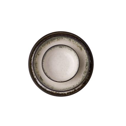 Σετ πιάτων 24 τεμ., λευκό/καφέ, πορσελάνη