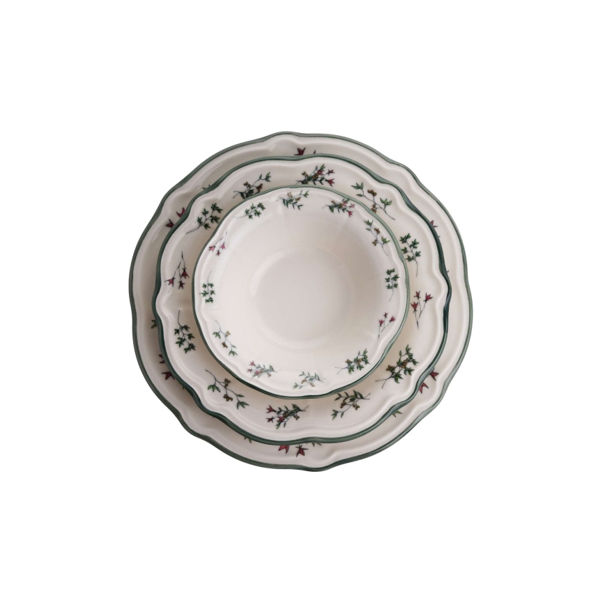 Σετ πιάτων 24 τεμ. λευκό/πράσινο/πορσελάνη