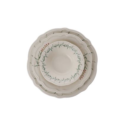 Σετ πιάτων 24 τεμ. λευκό/πράσινο/πορσελάνη