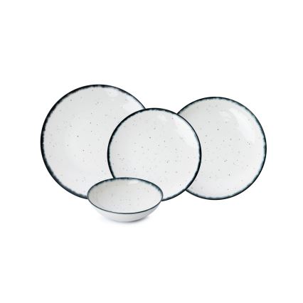 Σετ πιάτων 24 τεμ. λευκό/μαύρο/πορσελάνη
