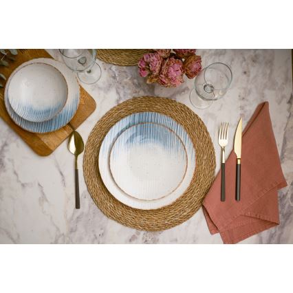 Σετ πιάτων 24 τεμ. λευκό/μπλε/πορσελάνη