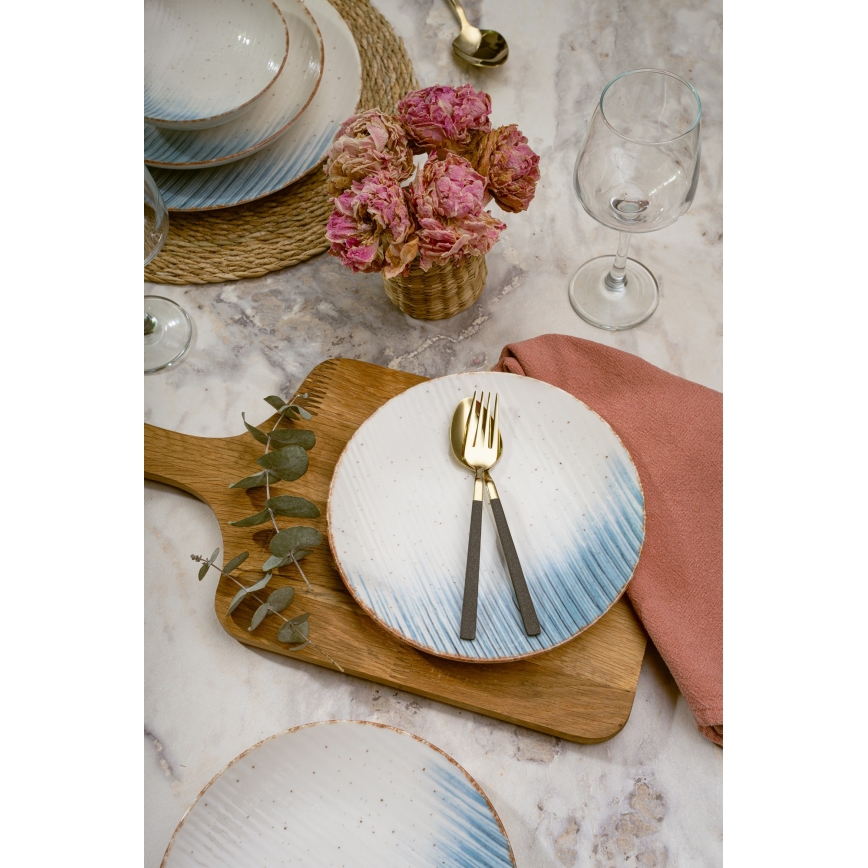 Σετ πιάτων 24 τεμ. λευκό/μπλε/πορσελάνη