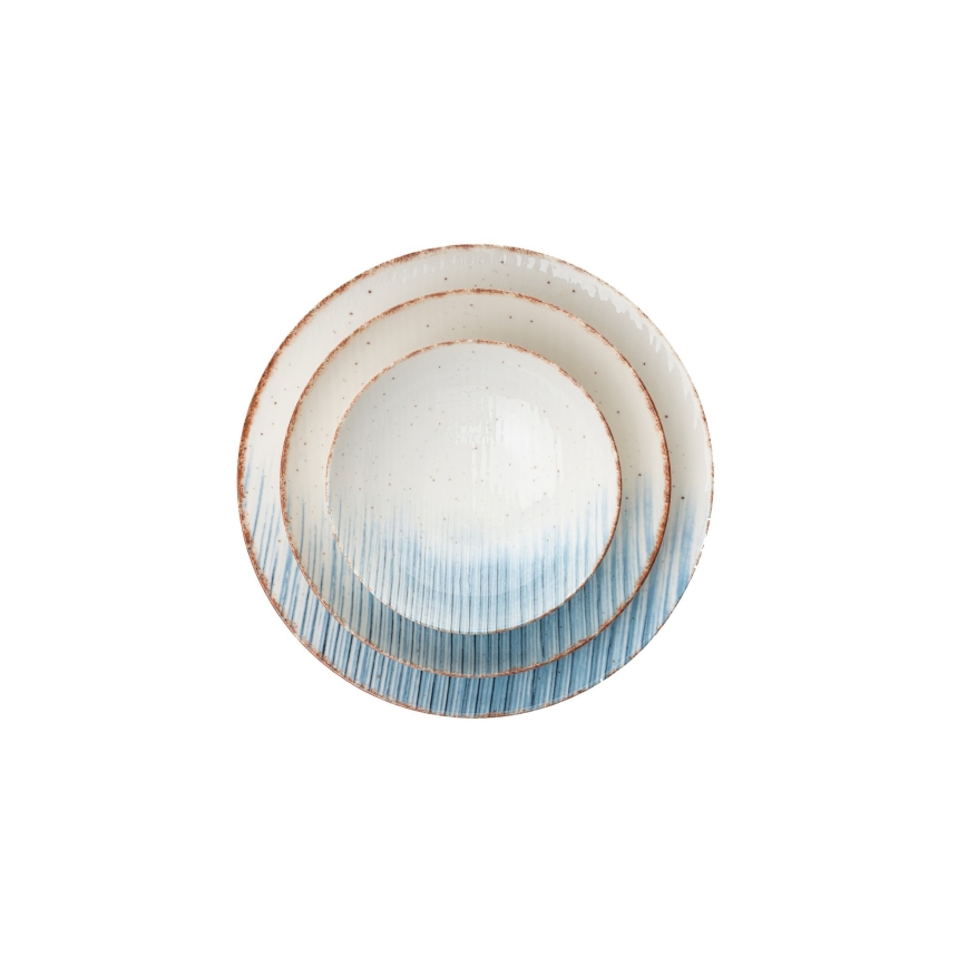 Σετ πιάτων 24 τεμ. λευκό/μπλε/πορσελάνη