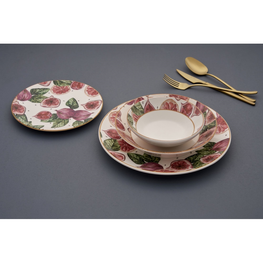 Σετ πιάτων 24 τεμ. κόκκινο/λευκό/πράσινο/κεραμικό