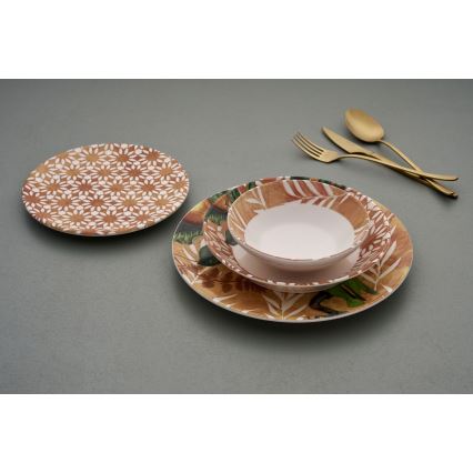 Σετ πιάτων 24 τεμ. πορτοκαλί/πράσινο, κεραμικό