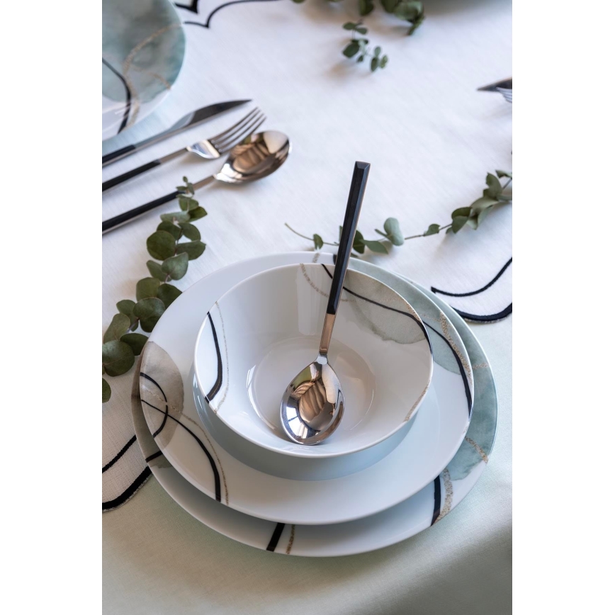 Σετ πιάτων 24 τεμ. γκρι/πράσινο/πορσελάνη