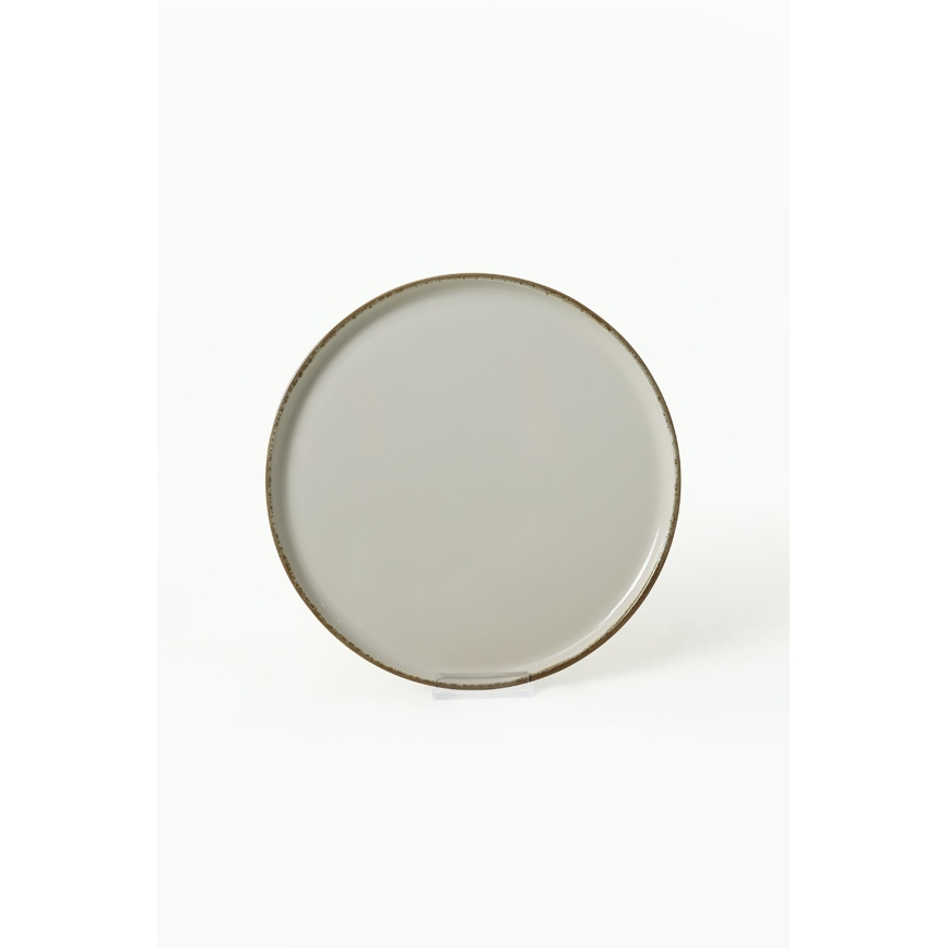 Σετ πιάτων 24 τεμ. εκρού/καφέ/κεραμικό