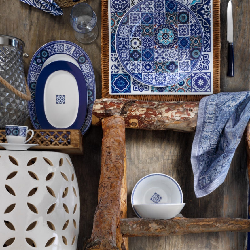 Σετ πιάτων 24 τεμ. μπλε/πορσελάνη