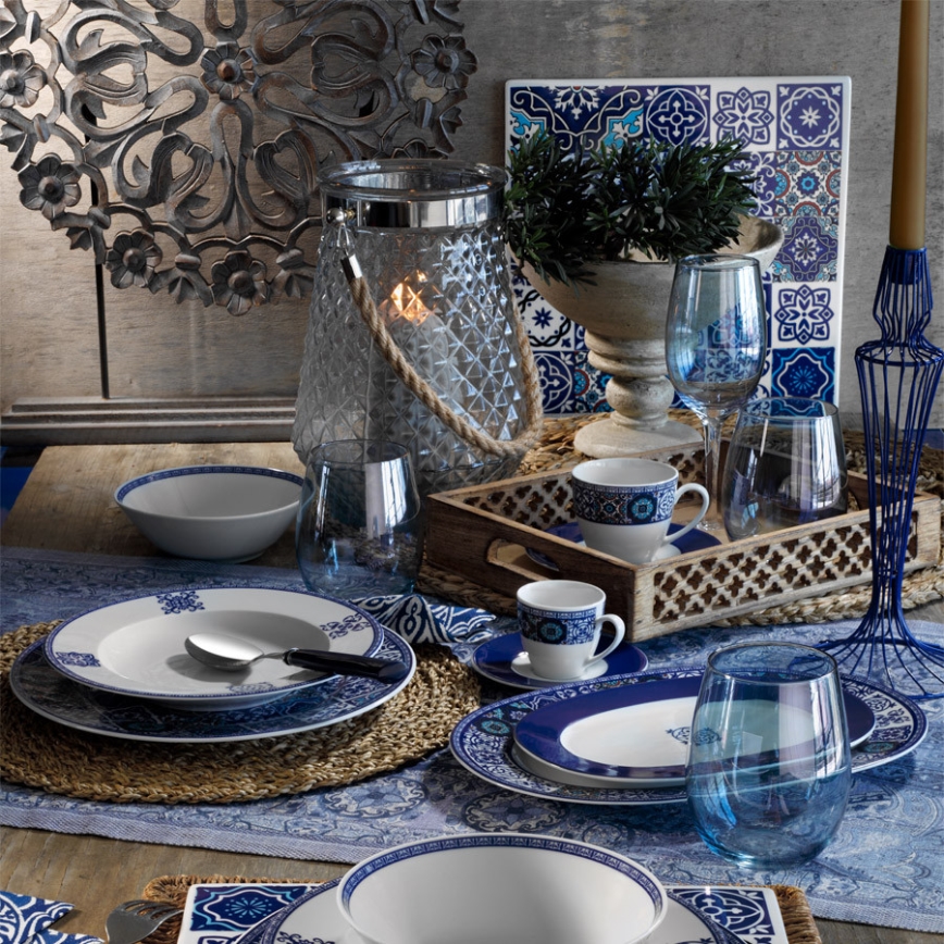 Σετ πιάτων 24 τεμ. μπλε/πορσελάνη